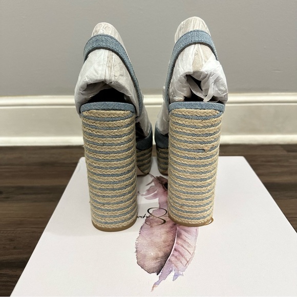 Jessica Simpson Blue Denim Ameeka Platform Sandal High Heel Shoe Size 10 - Picture 11 of 14